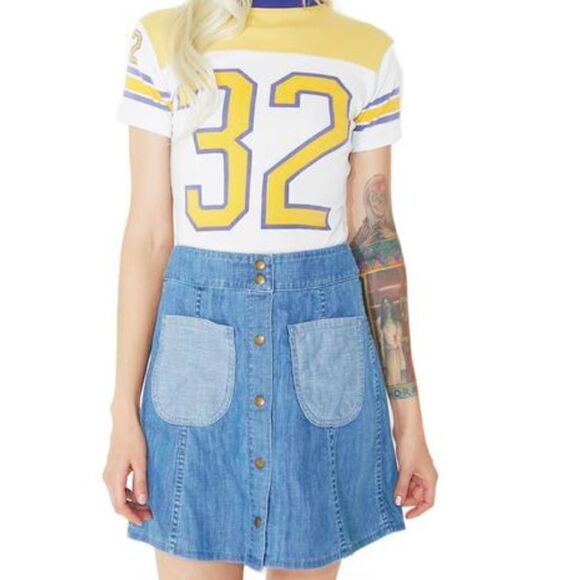 Wildfox Couture Frankie Denim Mini Skirt Sz S - Picture 1 of 9